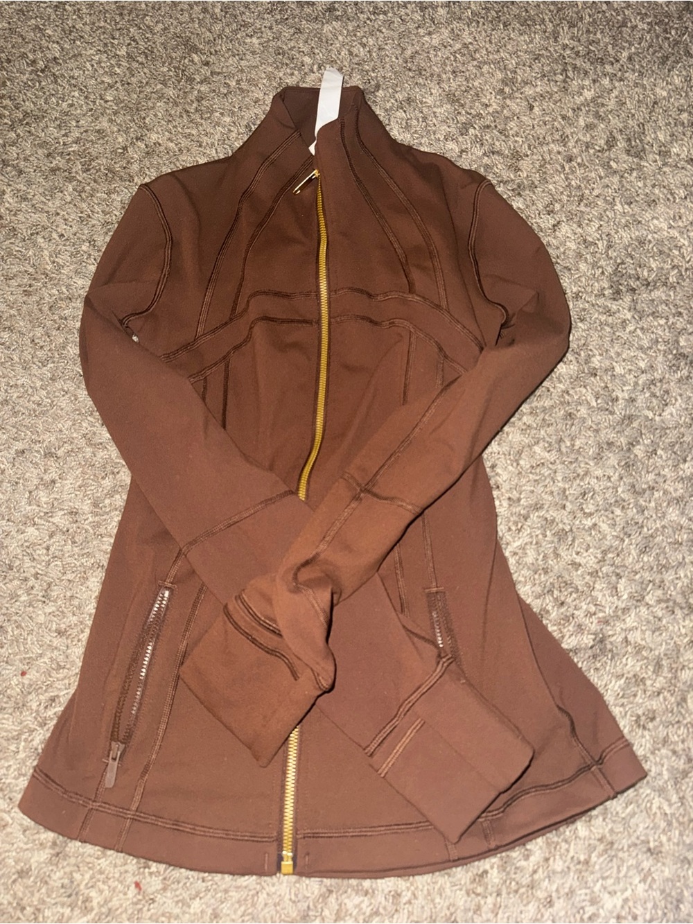 lululemon athletica Brown Zip-Up Bomber Jacket with Gold Zipper